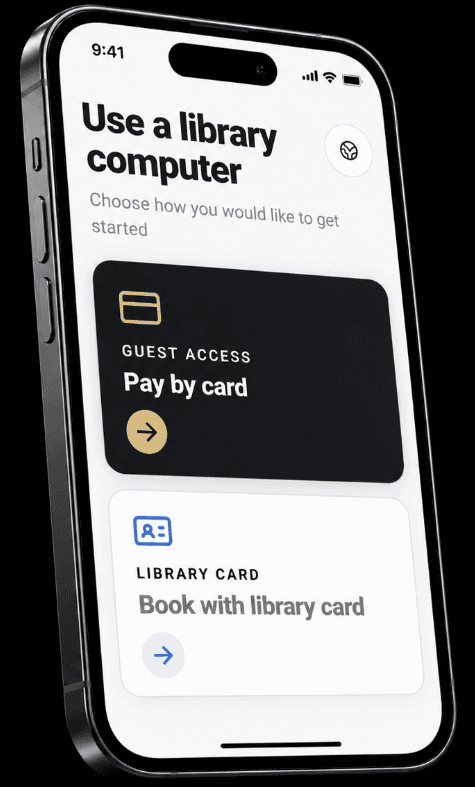 StudioHub mobile PC booking screen